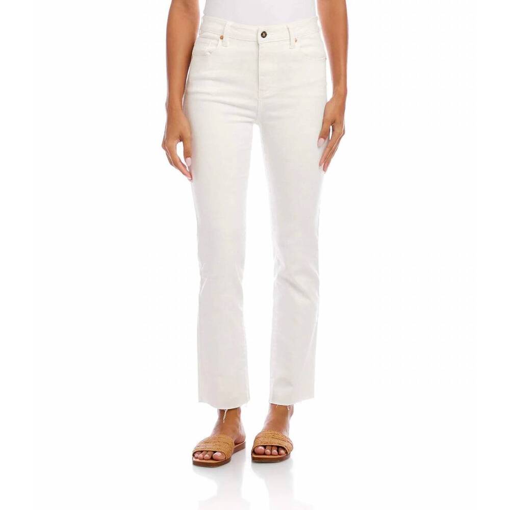 NEW KAREN KANE raw hem straight jeans - petite in off white
